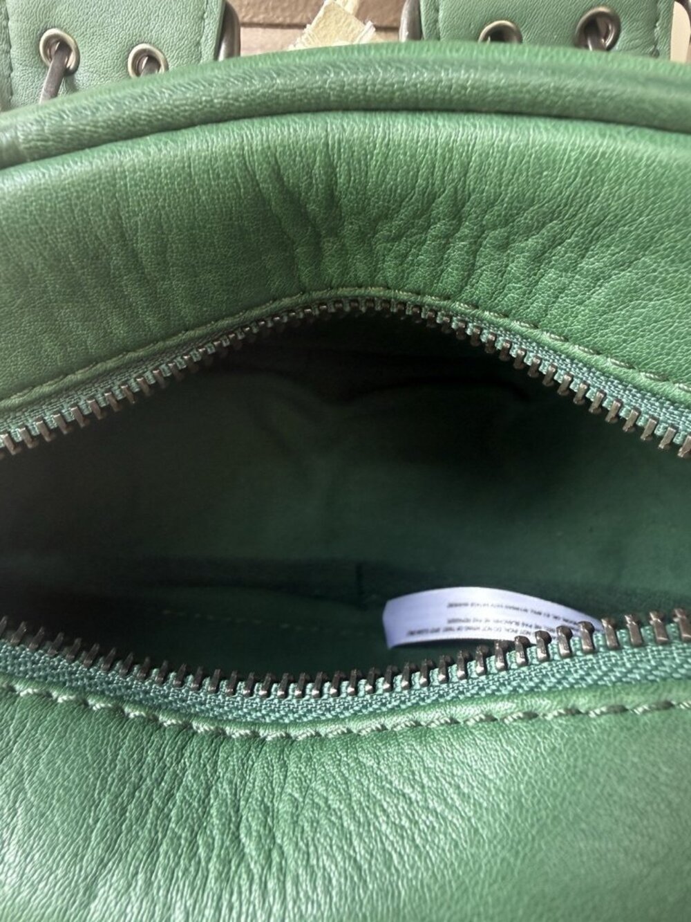 Free People Women’s Green Leather Mini Shoulder Bag Buckle Strap NWT - Picture 7 of 14